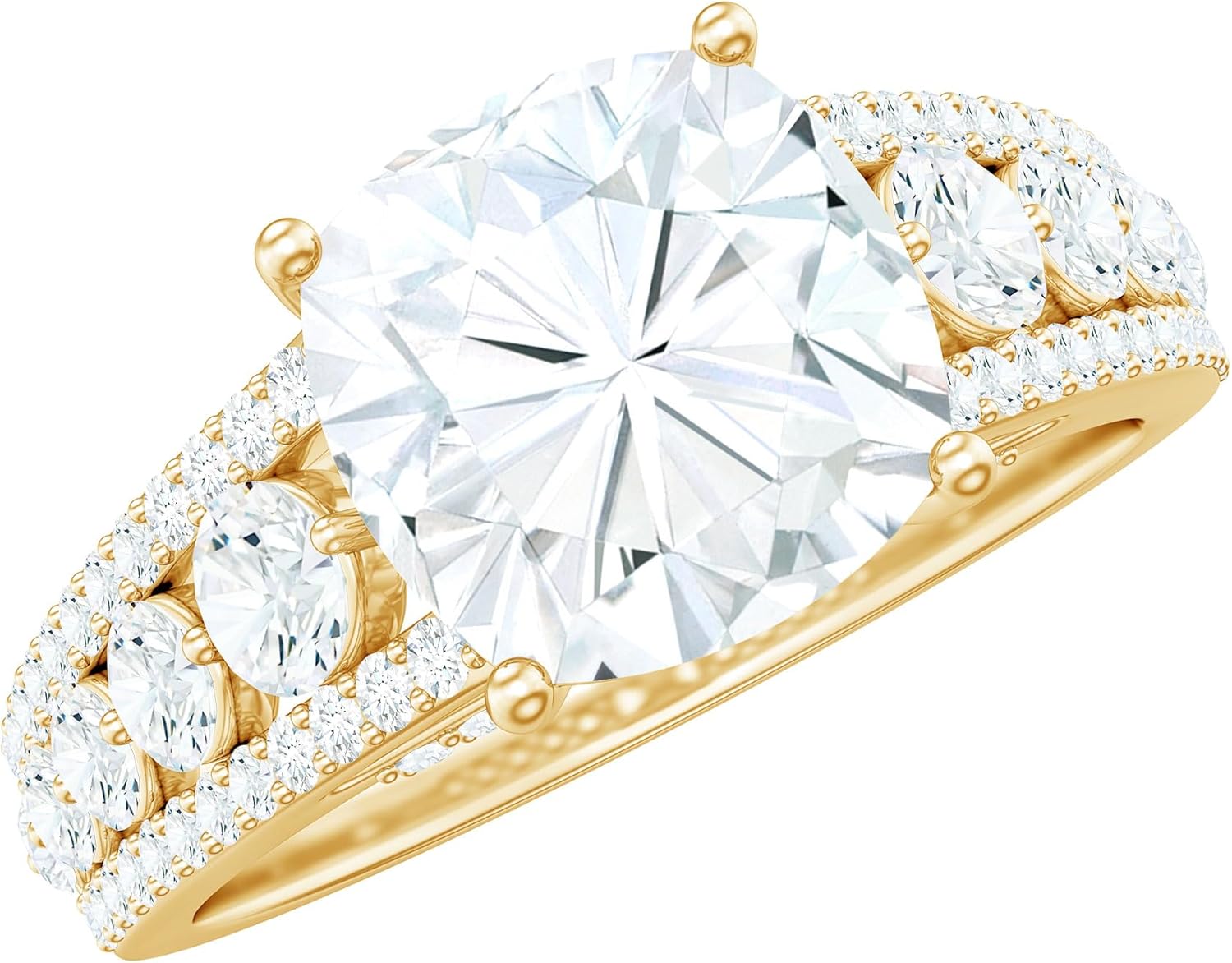 Certified Brilliant Cut Moissanite Engagement Ring For Women, D-Vs1 Quality, Moissanite Statement Ring - Ready To Gift