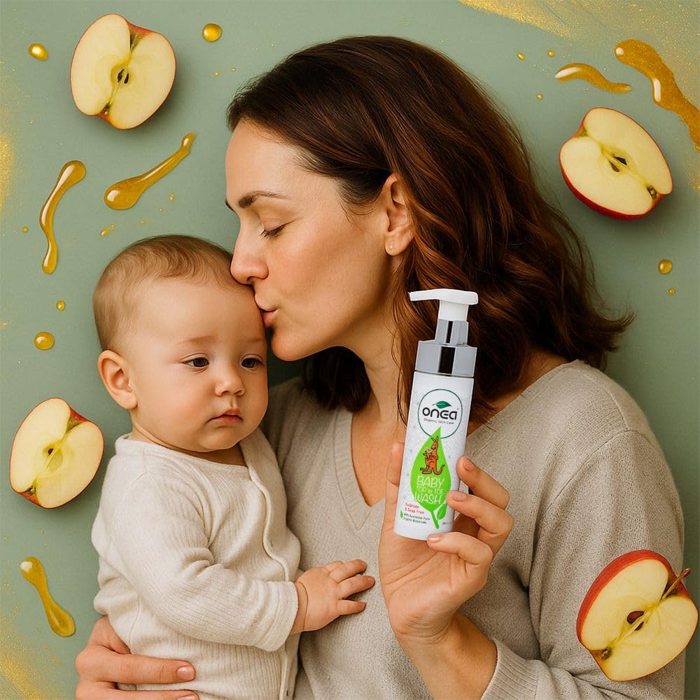 Onea - Lavado natural para bebé: jabón de cabeza a pie, hipoalergénico y sin parabenos, lavado corporal y champú, seguro para bebés con vitamina E, 17,3 ml