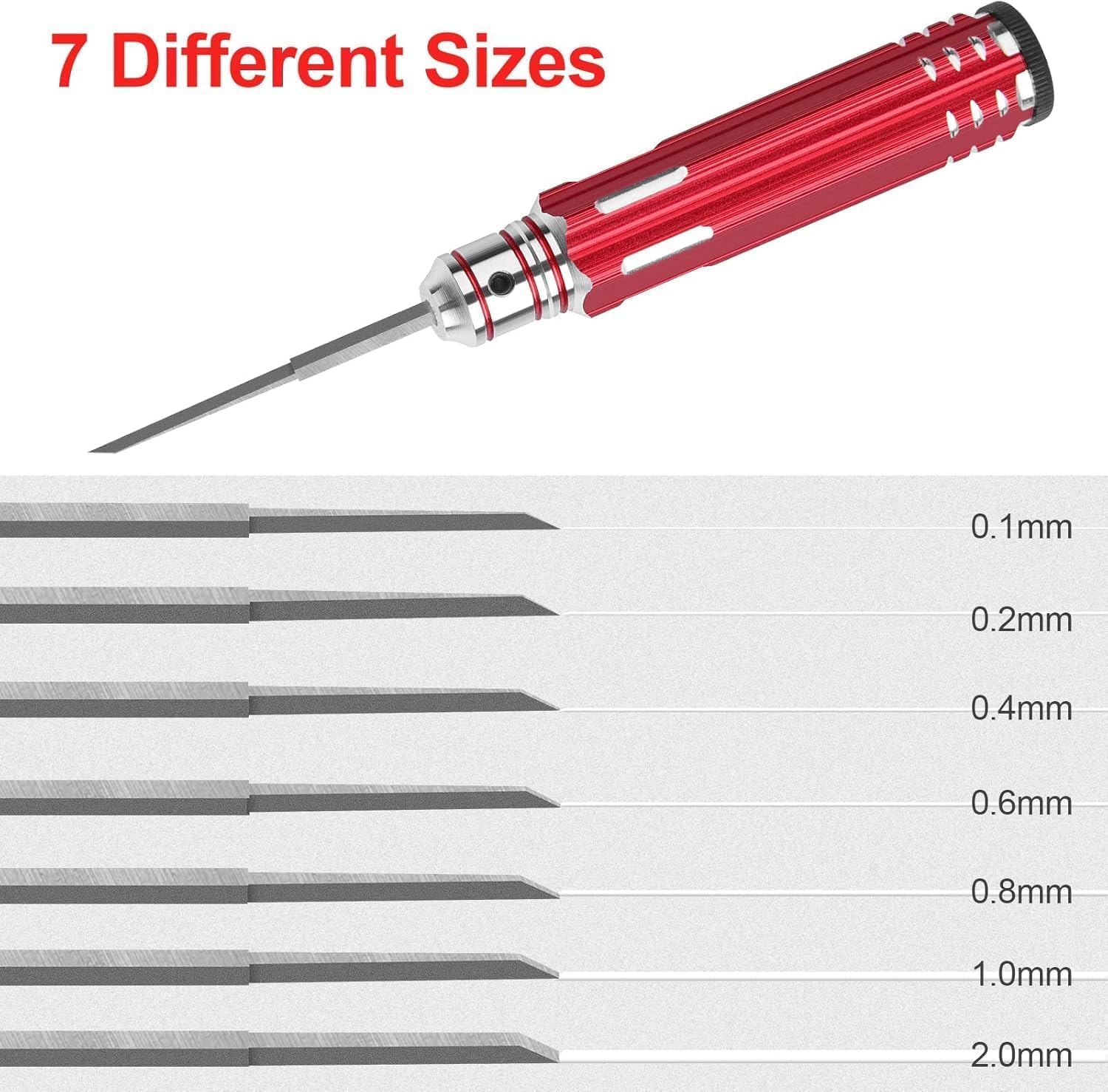 7 In 1 Prime Model Scriber with 7 Blades Gundam Resin Carved Scribe Line Cutting Tool Chisel (0.1/0.2/0.4/0.6/0.8/1.0/2.0mm) Red