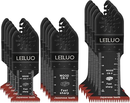 LEILUO 15pcs Japanese Tooth Multi-Tool Blades Fast Cutting Wood Extra Long Vibration Tool Blades for DeWalt Makita and More