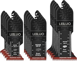 LEILUO 15Pcs Oscillating Saw Blades Japanese Teeth Multi Tool Blade Fast Cutting Wood Extra Long Oscillating Tool Blades Compatible with DeWalt Makita & More