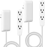 LIDER Flat-Face Extendeur de sortie avec 3 Réceptacles, plaque murale ultra-mince Plug avec extendeur de cordon et 3-Outlet Bande de puissance, 3ft Cord, LWE3-315-W, ETL-Listé, Blanc