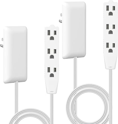 Miniatura 10 de LIDER Extensor de Tomacorriente de Cara Plana con 3 Receptáculos, Enchufe de Placa de Pared Ultra Delgado con Extensor de Cable y Regleta de Energía