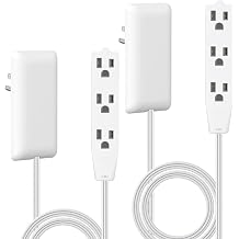 LIDER Flat-Face Outlet Extender with 3 Receptacles, Ultra-Thin Wall Plate Plug with Cord Extender and 3-Outlet Power Strip, 3ft Cord, LWE3-315-W, White