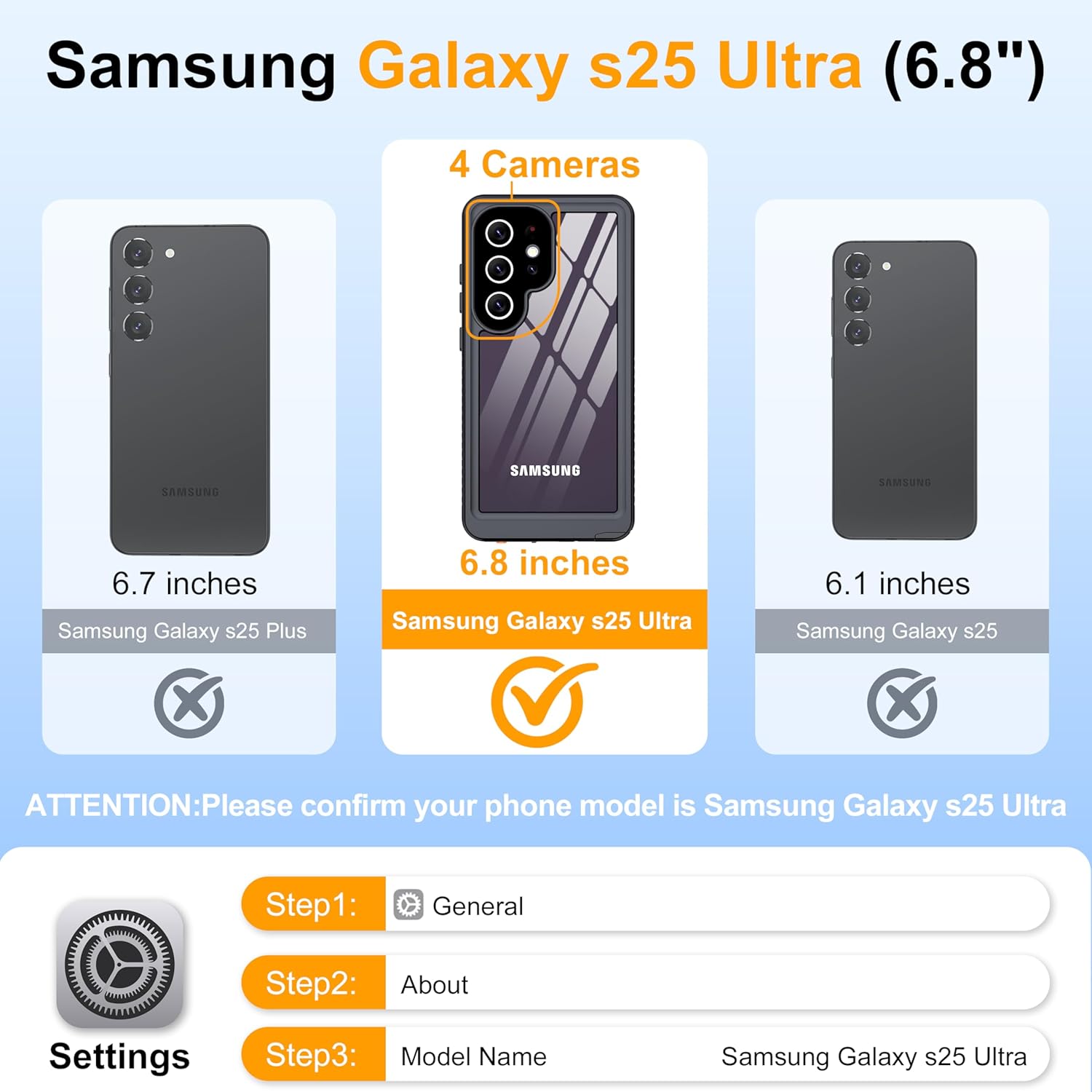 GOLDJU for Samsung Galaxy S25 Ultra Case Waterproof,IP68 Waterproof Dustproof Case with Built-in Screen Protector, Full Body Protective Phone Cover for Galaxy S25 Ultra 6.9 Inch, Black/Clear