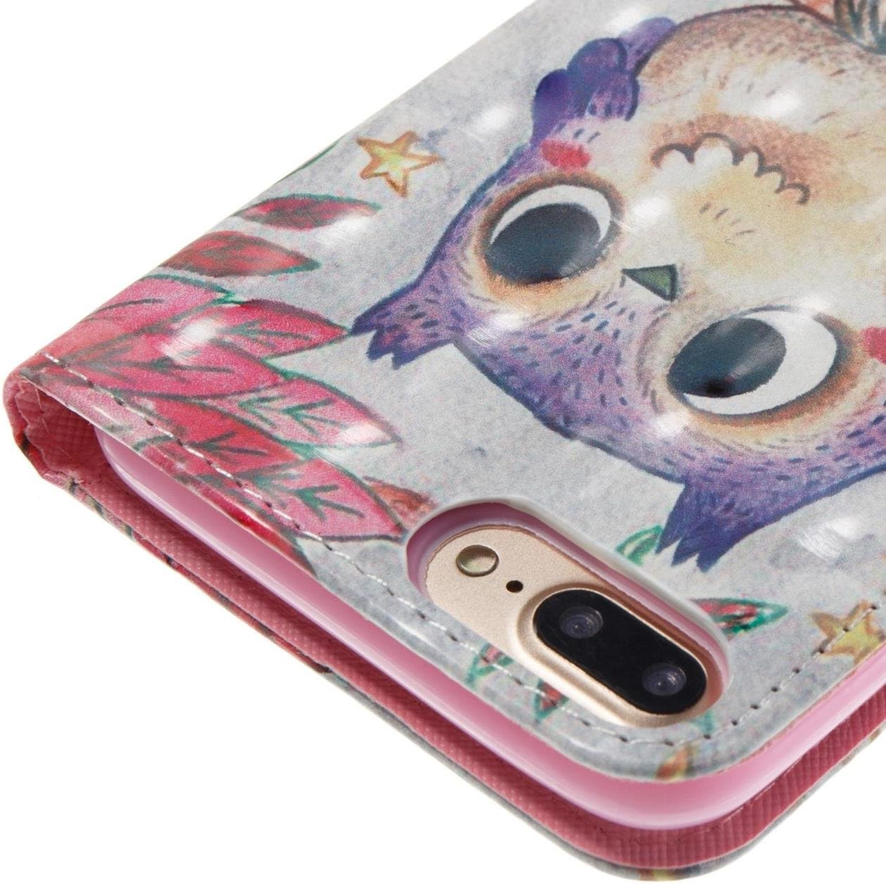 Firefish iPhone 7 Plus Case,iPhone 8 Plus Case,Magnetic PU Wallet Cover Durable Stand Cover Credit Card Holder Flip Folio Cover with Strap Birthday Gift Christmas for Apple iPhone 7 Plus-Bird