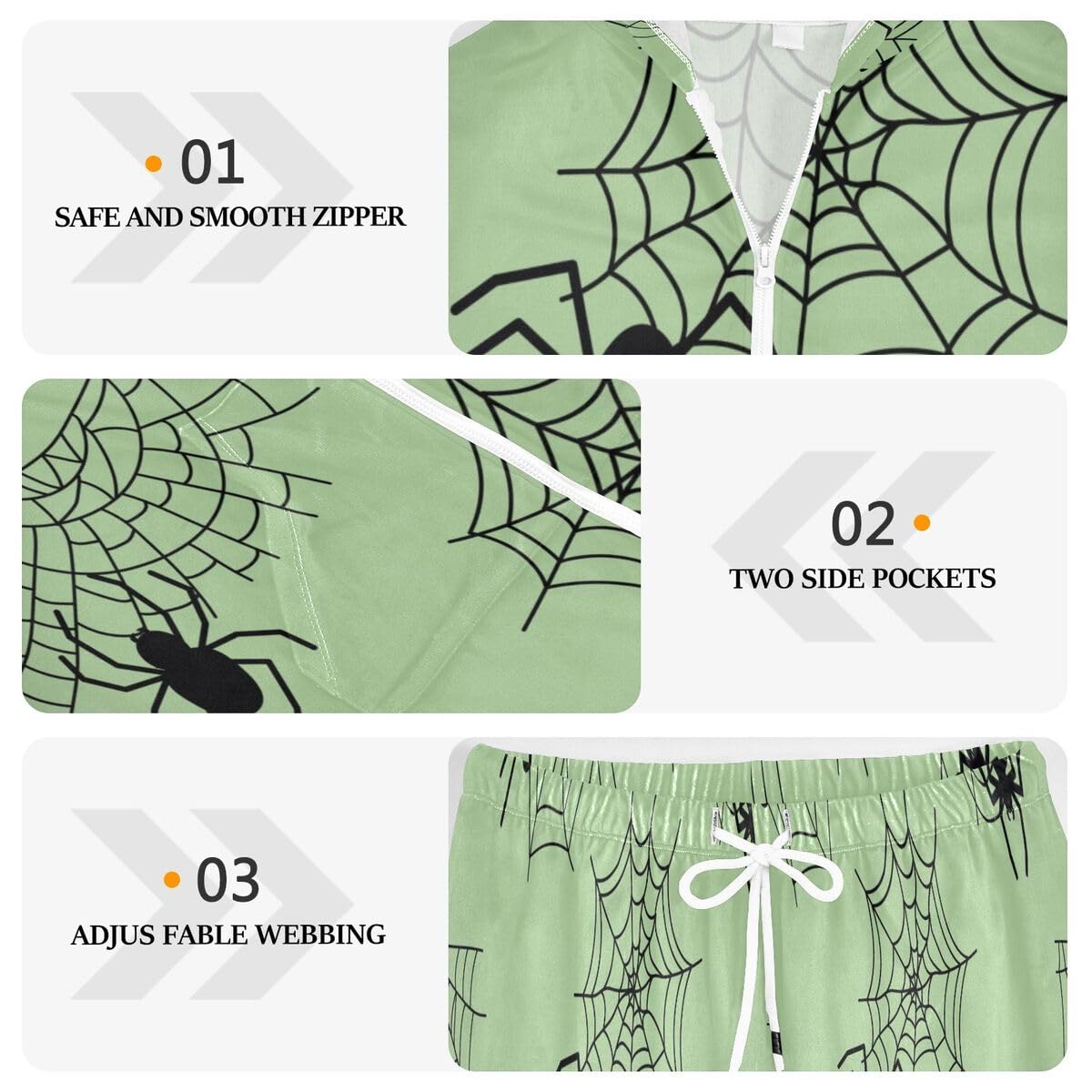 Conjunto deportivo de 2 piezas para mujer, diseño de telaraña negra, conjunto deportivo de manga larga para Halloween