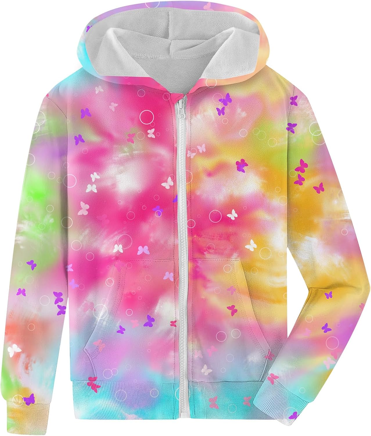 Fanient Girls Zip Up Hoodies Kids 3D Cool Casual Hooded Sweatshirts Hoody with Pockets 6-14 Years