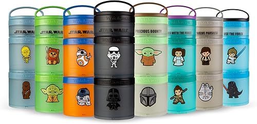 Miniatura 7 de Whiskware Star Wars Contenedores apilables para aperitivos para niños y niños pequeños, 3 tazas apilables para aperitivos para la escuela o viajes,