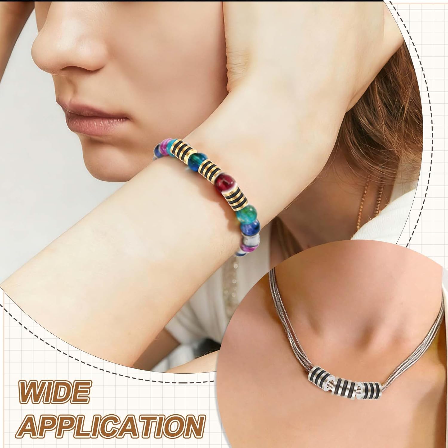 PATIKIL 10Pcs Stainless Steel Big Hole Silver Paracord Column Beads Grooved Tube Loose Column Spacer Beads 4mm Large Hole for DIY Accessories Bracelet Necklace Jewelry Making - Image 5