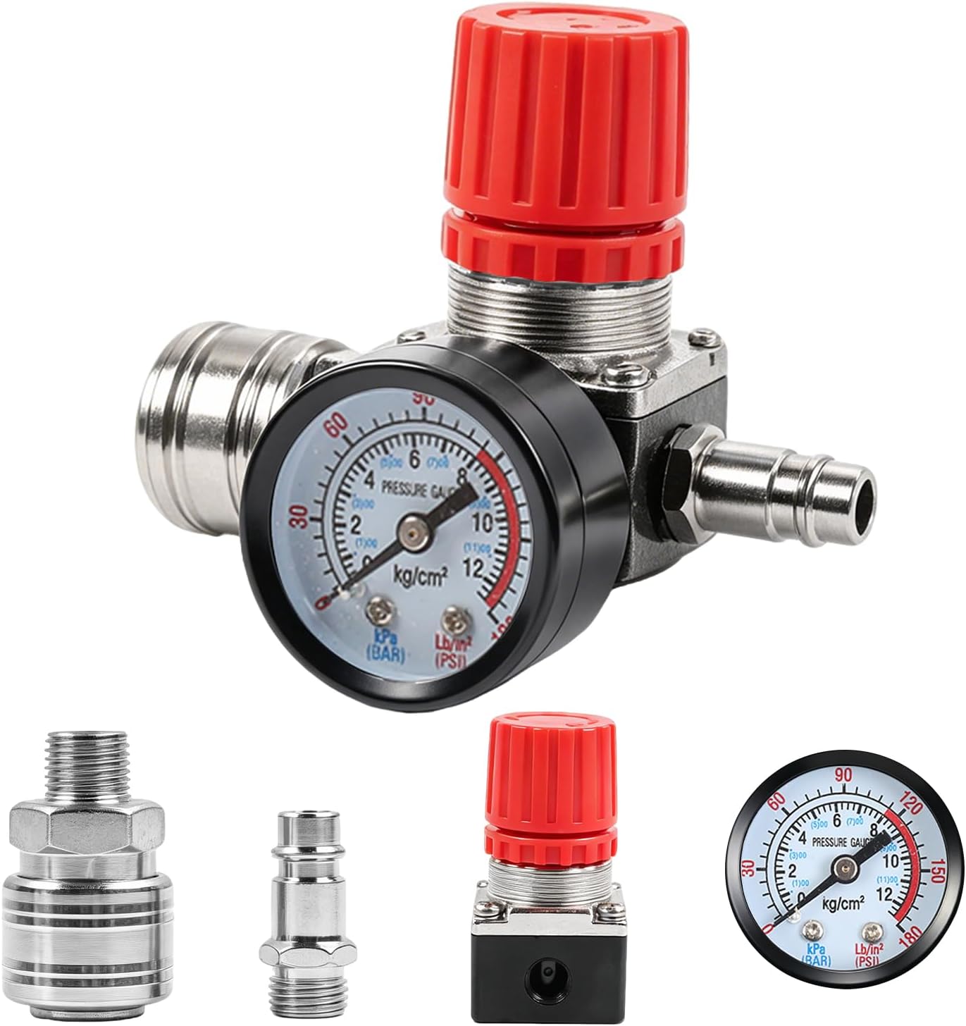 1/4 Druckminderer 3 L cher Druckregler Kompressor ruckregelventil 175 PSI Druckschaltventil mit Manometer Regelventil f r Luftverdichter Luftkompressor Druckschalter Kompressor