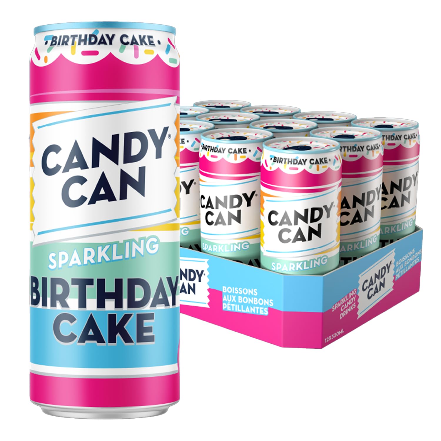 Candy CanBirthday Cake, Fizzy Drink, Nostalgic American Soda Flavours, Sparkling Pop Cans (12 x 330ml)
