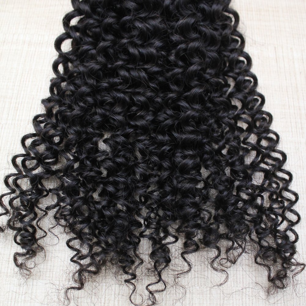 Women's Virgin Peruvian Kinky Curly Human Hair Weave 3pcs Mixed Lot 12 Inch #1B Black