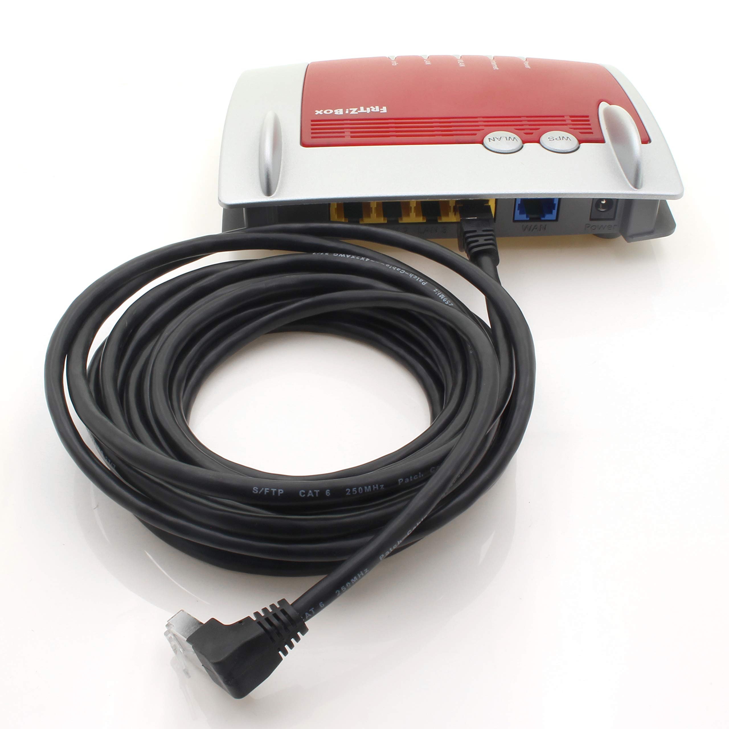 1aTTack.de 366167 Cavo di rete Cat.6 angolo 90 gradi 1m - nero - 1 pezzo - Cavo patch Cat6 (SFTP PIMF) 1000Mbit/s connettore Rj 45-1 x 1m metro nero