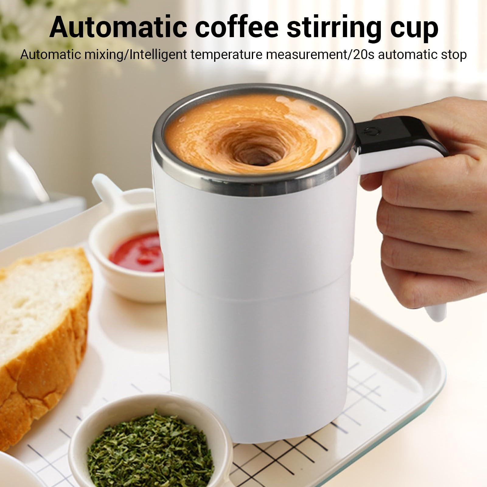 TOPINCN Coppa di Agitazione Magnetica Automatica con Misurazione del Coperchio della Temperatura Intelligente della Miscela di Tazze Elettriche Divertimento per Regali da Viaggio