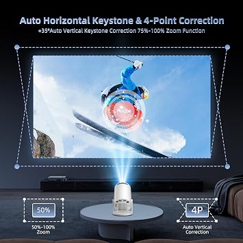 2026 Ultra Smart Projector Built-in Apps,12000 Lumens,HY300Pro+ Short Throw Projectors 4K&8K Support, Mini Projector with WiFi 6 Bluetooth,Auto Keystone,Movie Bedroom Proyector for Android-Black&White