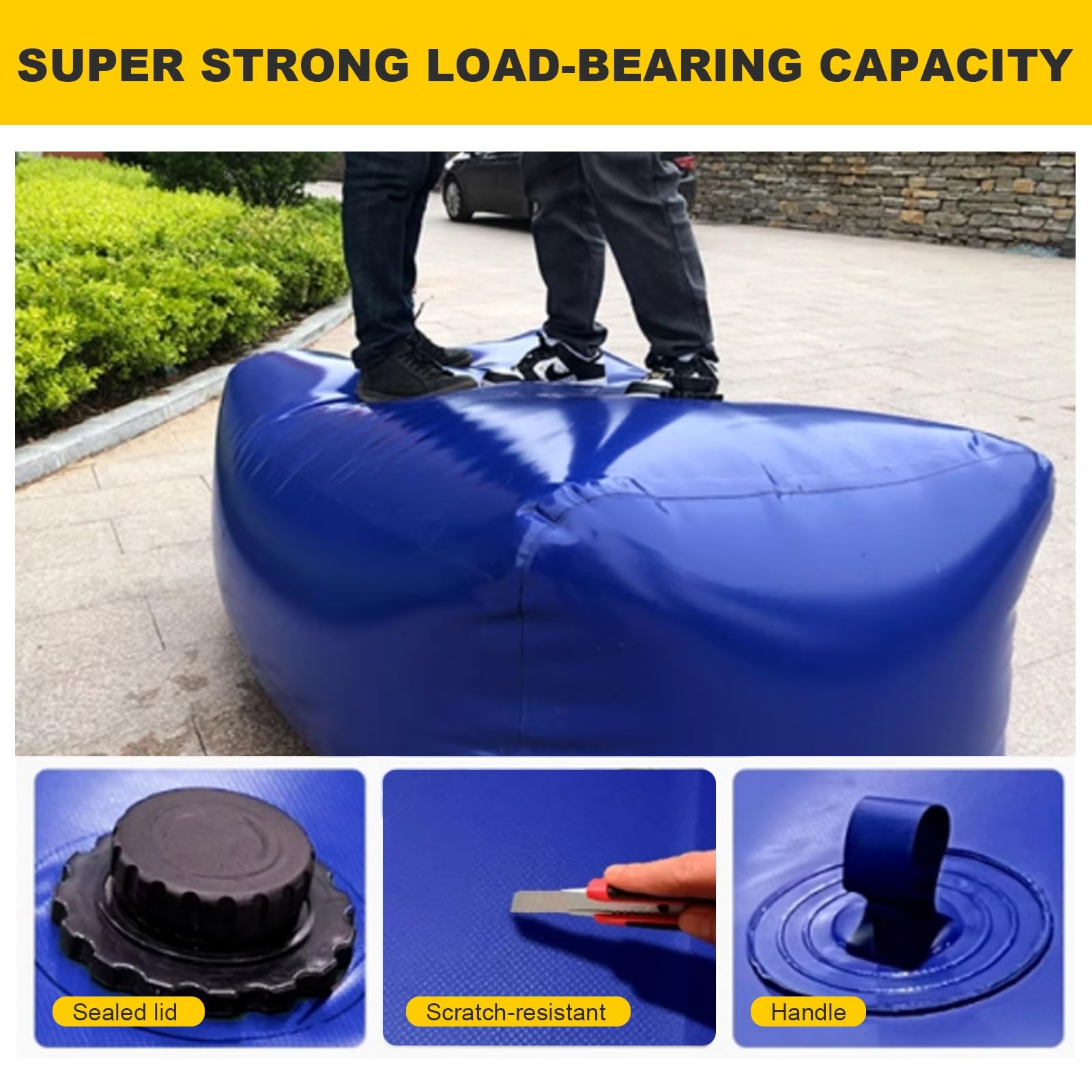 Deposito Agua 1000 litros, Depósito Agua Camper con Transporte Manual, Deposito Agua Flexible for Agua de Emergencia, RV, Riego, Azul, 1000L