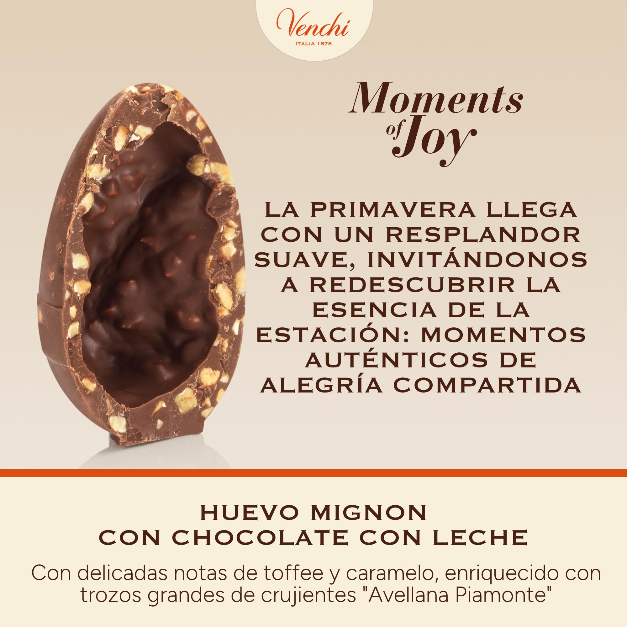 Venchi - Huevo de Chocolate Mignon con Leche y Avellanas, 70 Gr, con Granillo Grueso de "Avellana Piamonte", Sin Gluten, Colección de Pascua Venchi, Idea de Regalo - 4
