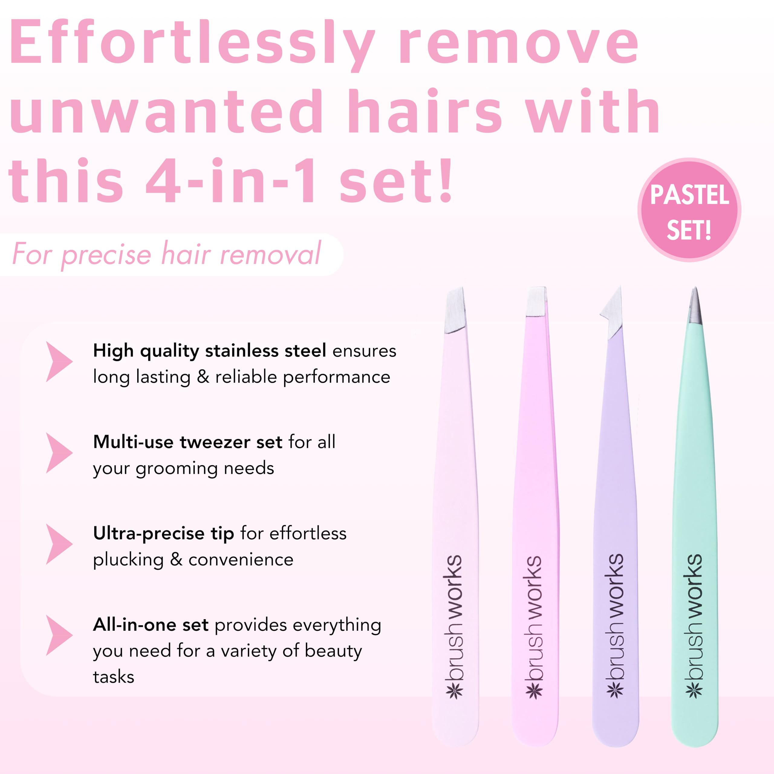 Image secondaire de Ensemble de Pincettes HD Pastel Brushworks - 4 Pièces Précision Beauté