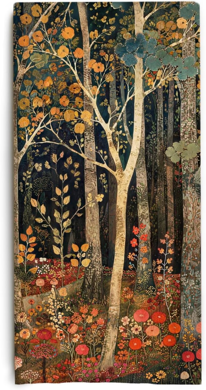 Fall Moon Enchanted Forest Kitchen Towels 16x24 Inch | Moonlit Magical Autumn Forest Kitchen Dish Tea Hand Towels,Fall Cottagecore Kitchen Bathroom Decor