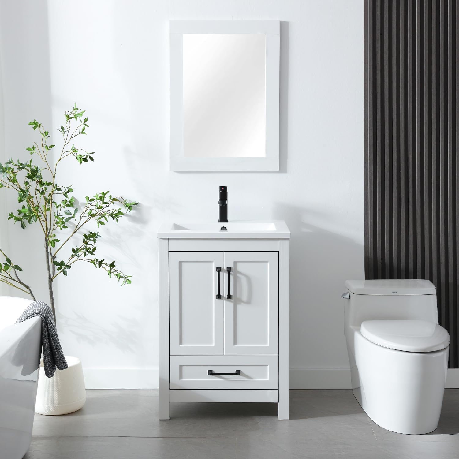 LUCKWIND 24” Bathroom Vanity with Sink, Modern Painted