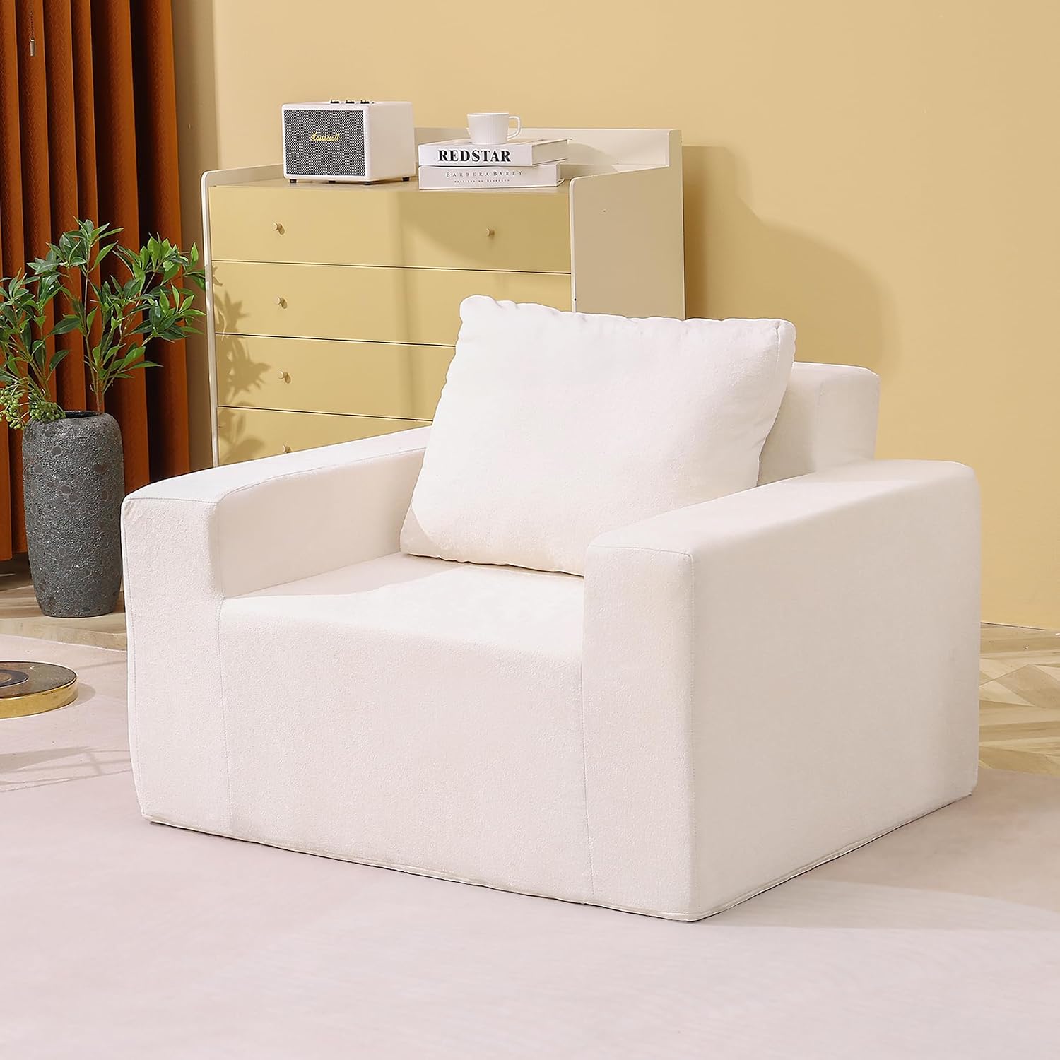 Giant Bean Bag Chair with Armrests, Premium Chenille Fabric Lazy Sofa Chair for Adults,Accent Chair in Living Room, Bedroom and Game & Recreation Room