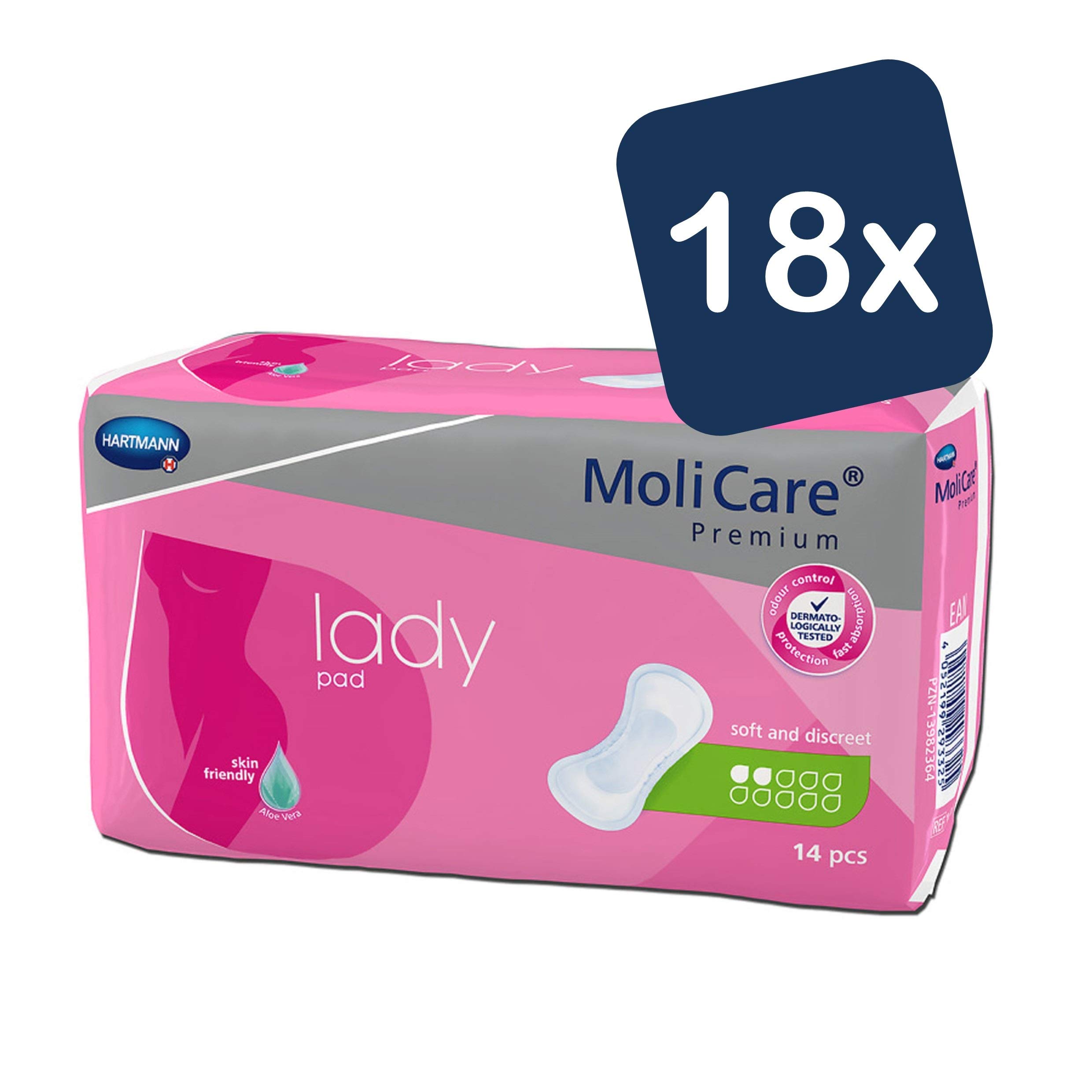 Molicare Premium lady pad, Inkontinenz-Einlage für Frauen bei Blasenschwäche, Aloe Vera, 252 Stück, 18x14 cm - Vorratspackung