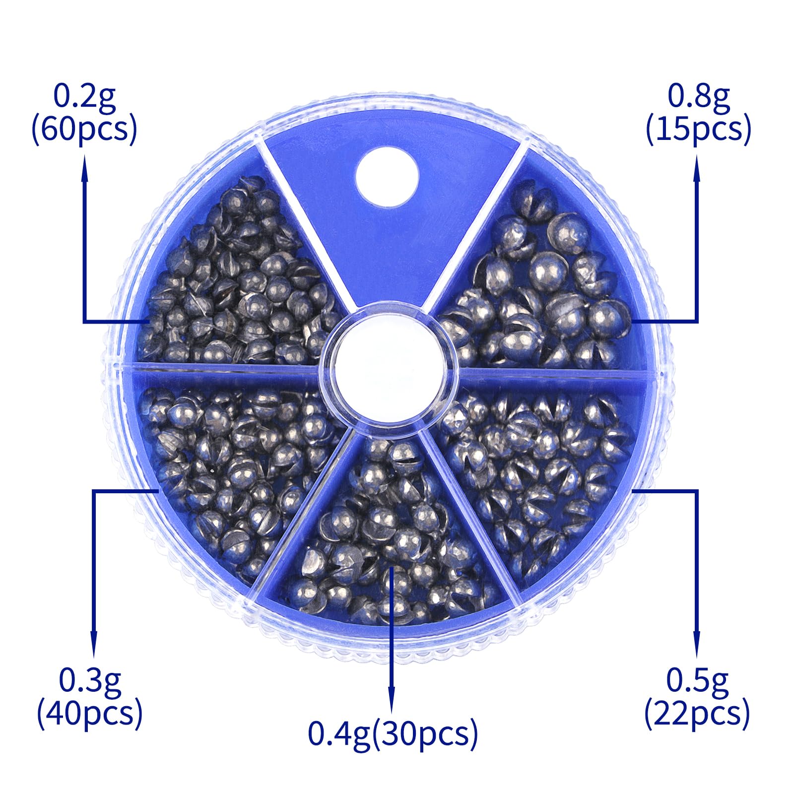 Split Shot Sinkers Combo Assortment 167pcs - 5 Sizes Removable Pure Lead Egg Sinkers & Micro Weights for Trout Fishing | Freshwater &Saltwater Gear with Fly & Ice Fishing Precision | Small Weights Kit