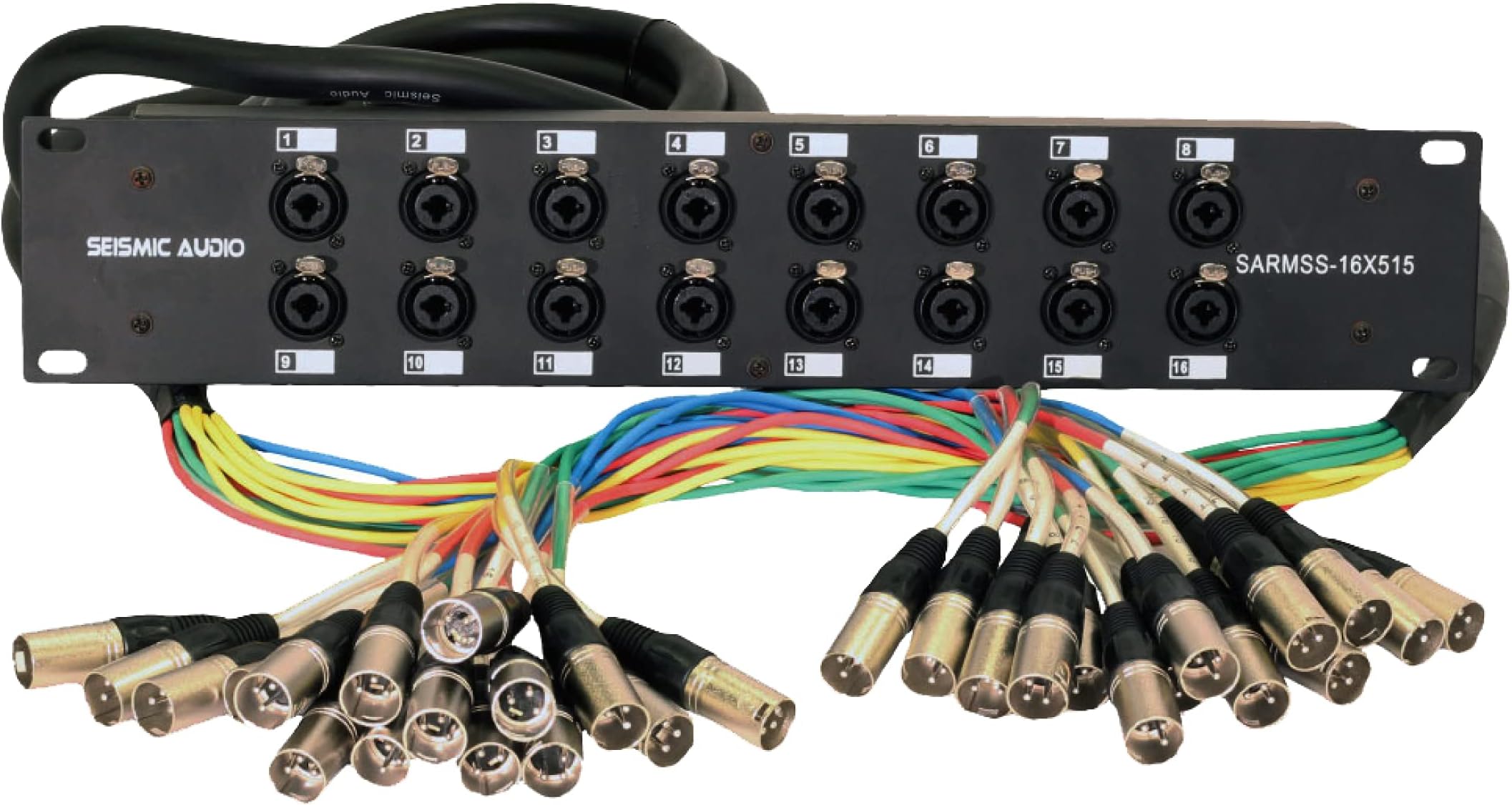 SARMSS-16x515 Rack Mount 16 Channel XLR TRS Combo Splitter Snake Cable - 5' & 15' XLR trunks