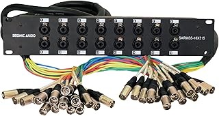 Seismic Audio SARMSS-16x515 Rack Mount 16 Channel XLR TRS Combo Splitter Snake Cable - 5' &amp; 15' XLR trunks