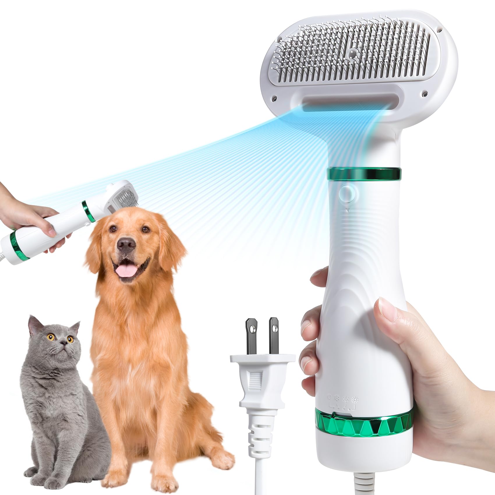 Amazon.com: Pet Hair Dryer with Slicker Brush - 3 Heat Settings