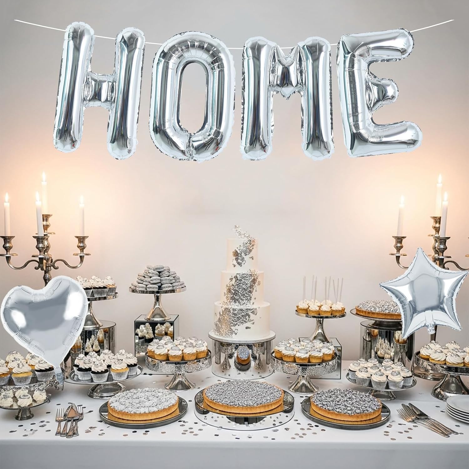 TONIFUL 40 Inch Large Silver Letter HOME Foil Balloons Alphabet Balloons image 4