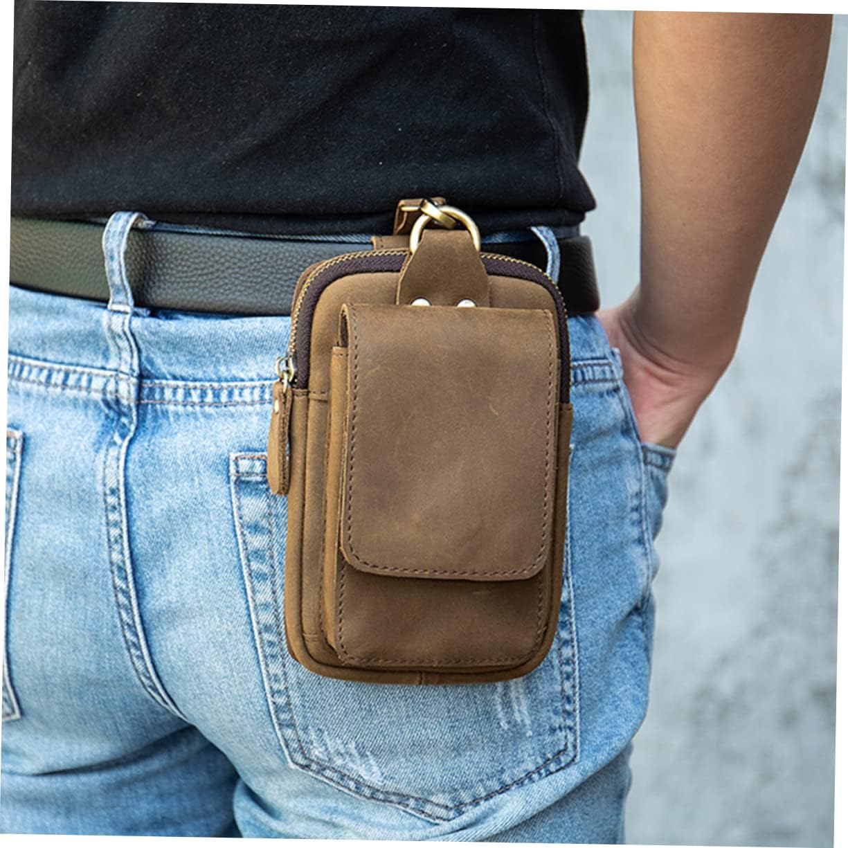 Large Tactical Phone Pouch Multi-Purpose Cell Phone Holder for Hiking Camping and Outdoor Activities Durable Water-Resistant Belt Bag for Smartphones Brown