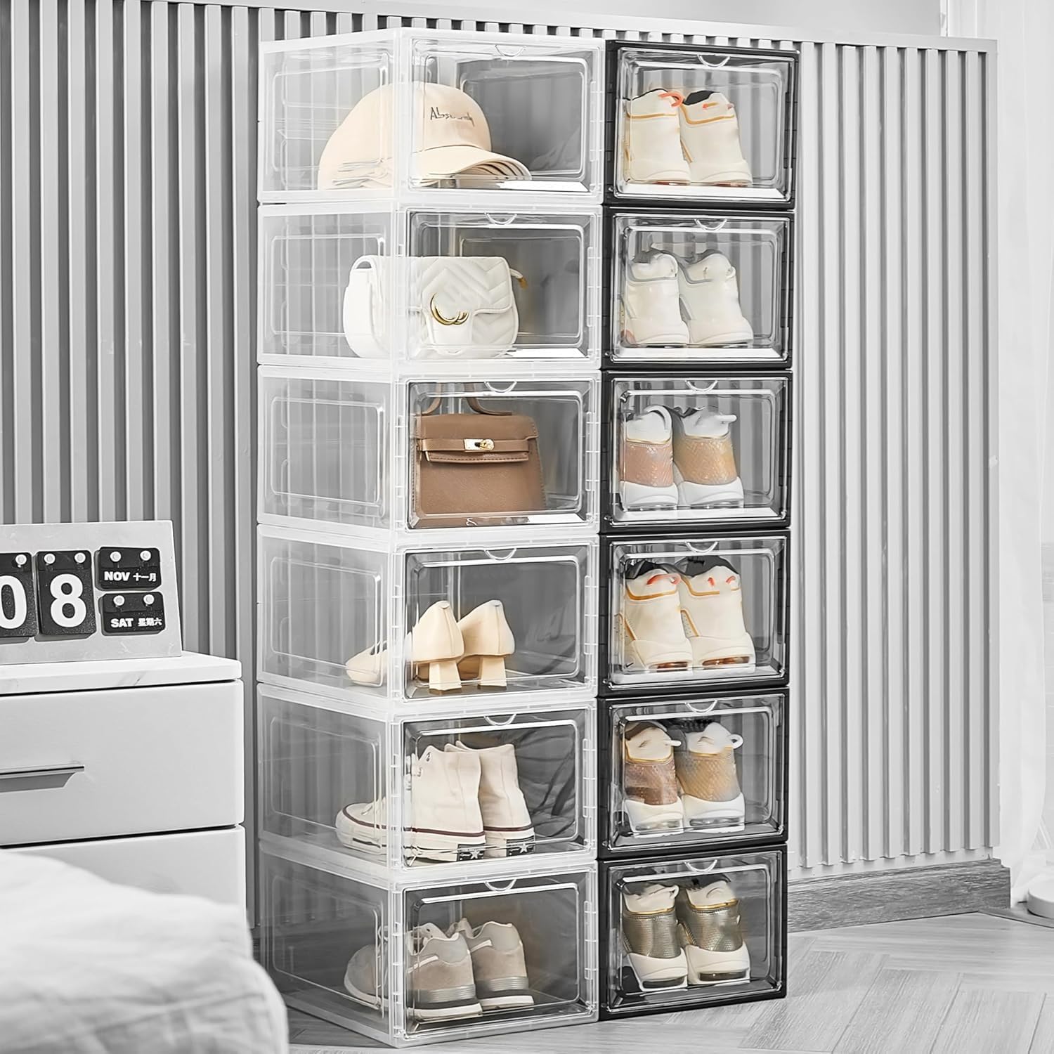 Attelite Paquete de 12 cajas de zapatos negras