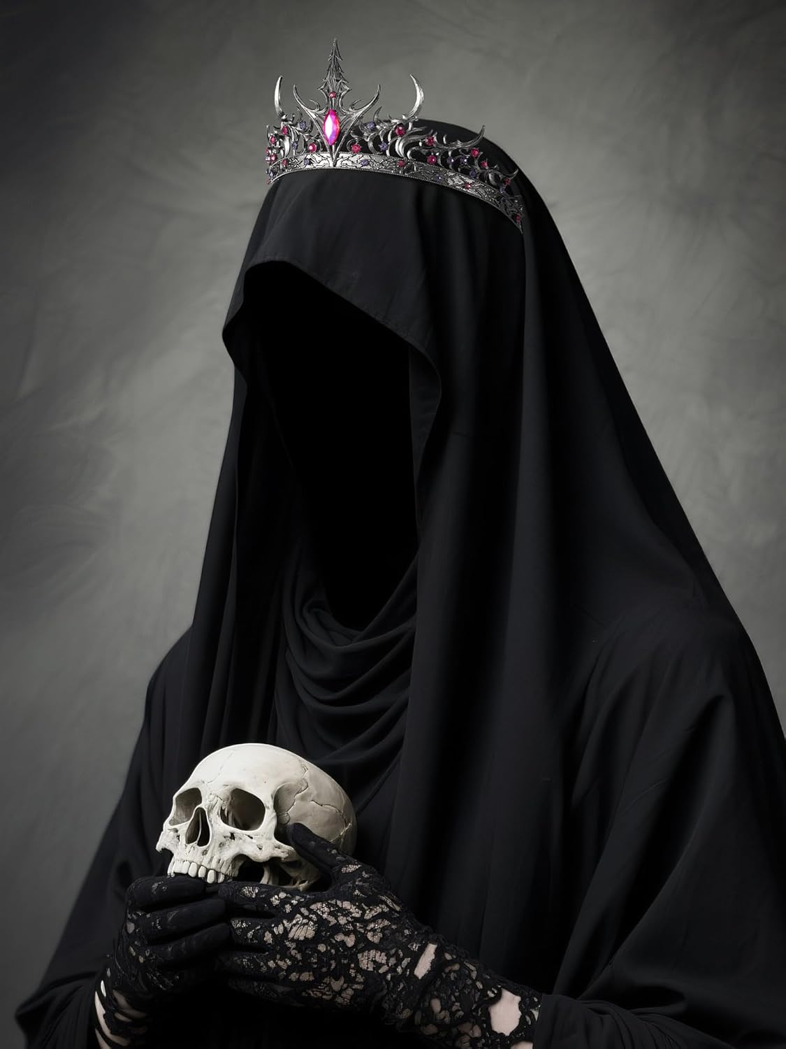 SWEETV Halloween Crown - Midnight Coven, Gothic Crowns for Women, Black Witch Headpiece Halloween Decorations, Evil Tiaras and Crowns, Dark Tiara Rhinestones Baroque Queen Crown - Image 4