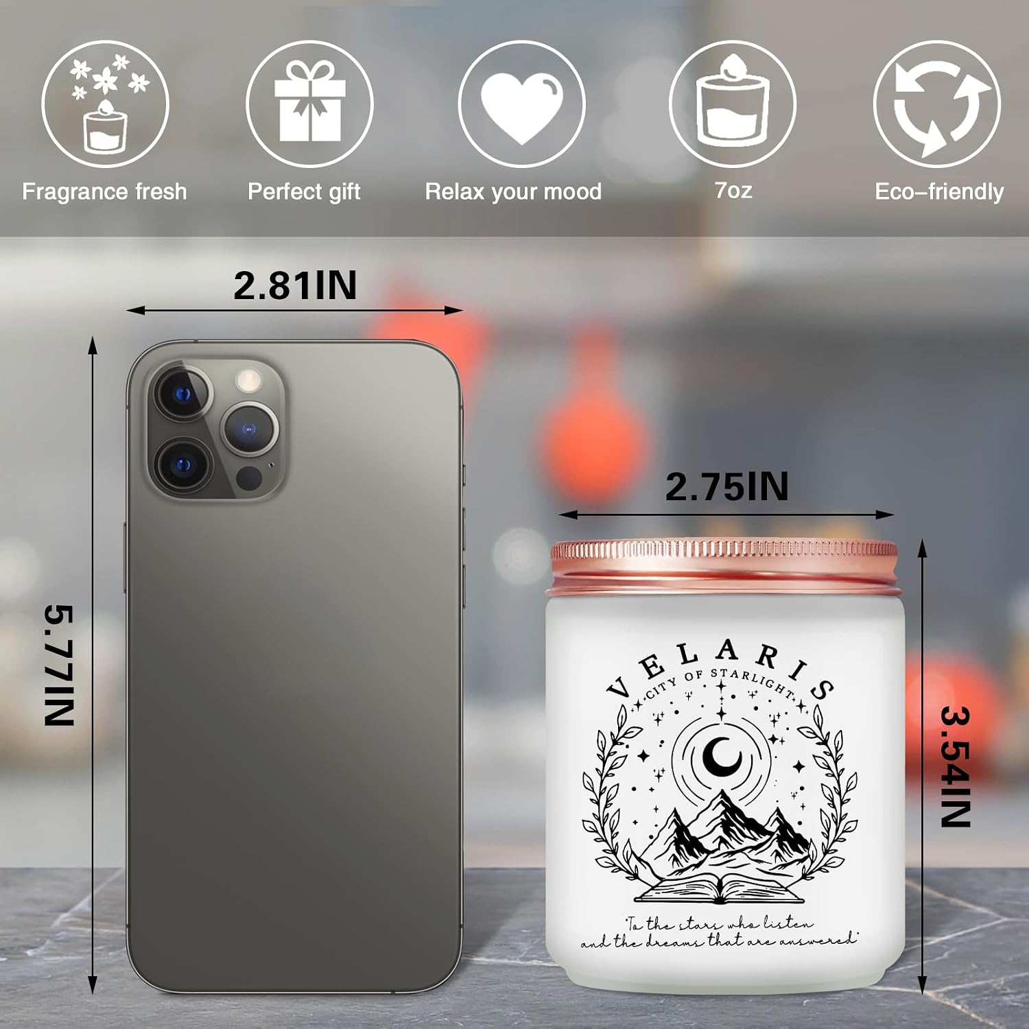 Maybeone Acotar Merch, Gift for Book Lovers, Readers, Acotar Merchandise for Bookworm - 7 Oz Velaris City of Starlight Candle