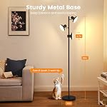 SIBRILLE 36W LED Tree Floor Lamp, Super Bright Standing Lamp with Remote & Touch Control, 4 Color Temperatures,3 Rotatable Lights, Dimmable Floor Lamps for Living Room, Bedroom, Office