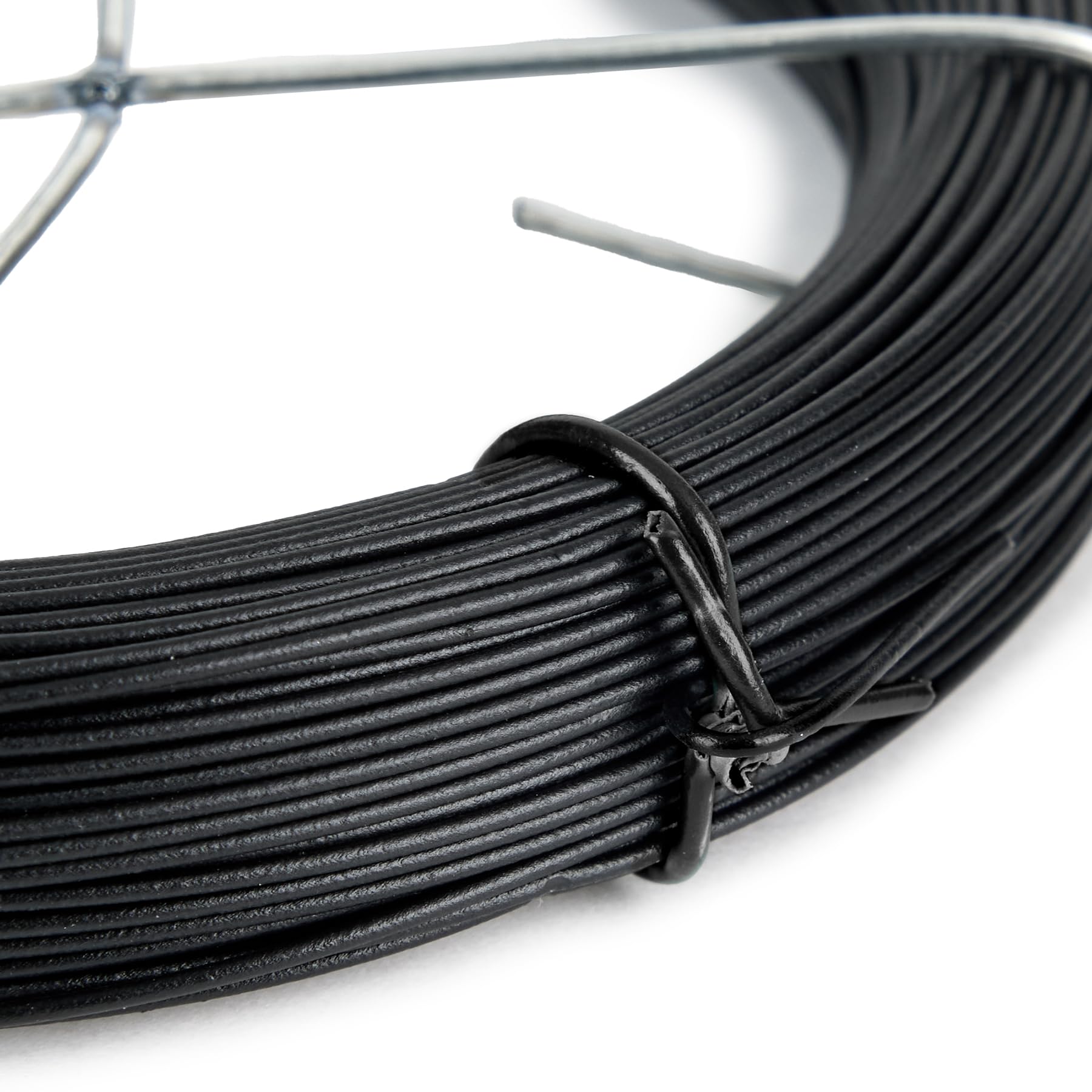Flandria Fil de tension 2,4mm x 50m Fil métal Enduit PVC Noir pour Fixation, réparation Clôture, grillage