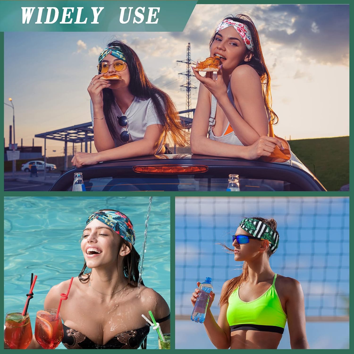 Jutom 20 Pcs Women's Headbands Boho Beach Summer Hawaiian Knotted Wide Hair Band Bulk Elastic Tropical Turban Floral Vintage Head Wrap Bohemian Twisted Criss Yoga Accessories for Women