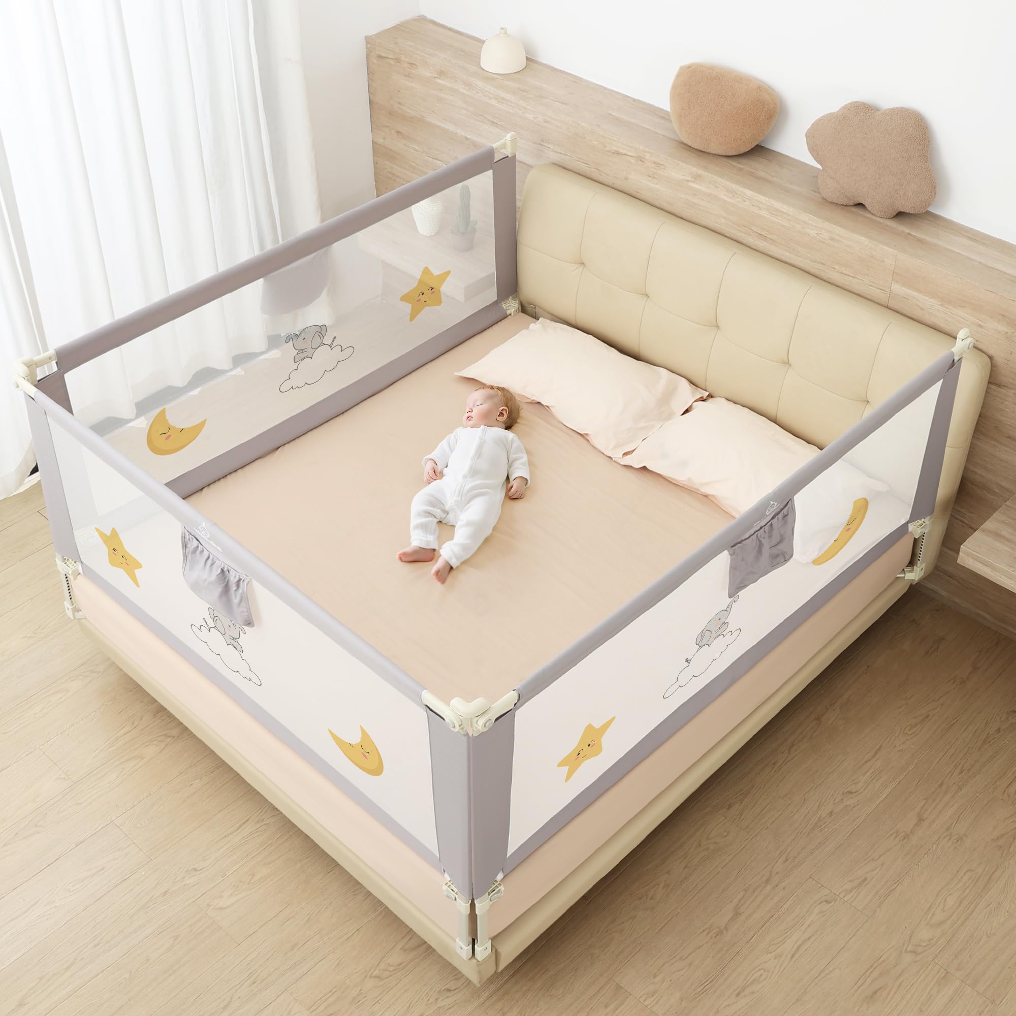 Sponda Letto Bambini Set van 3, Set di Universale Barriera Protettiva Bambini Barriera Letto Altezza - (2 x 200 cm + 1 x 180 cm) in bundle