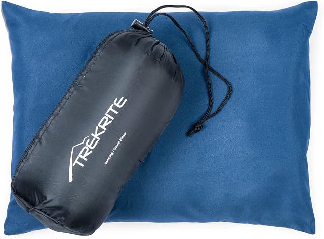 Small Travel and Camping Pillow  Compact / Pack Away Cushion with Removable Washable Cover - Trekrite