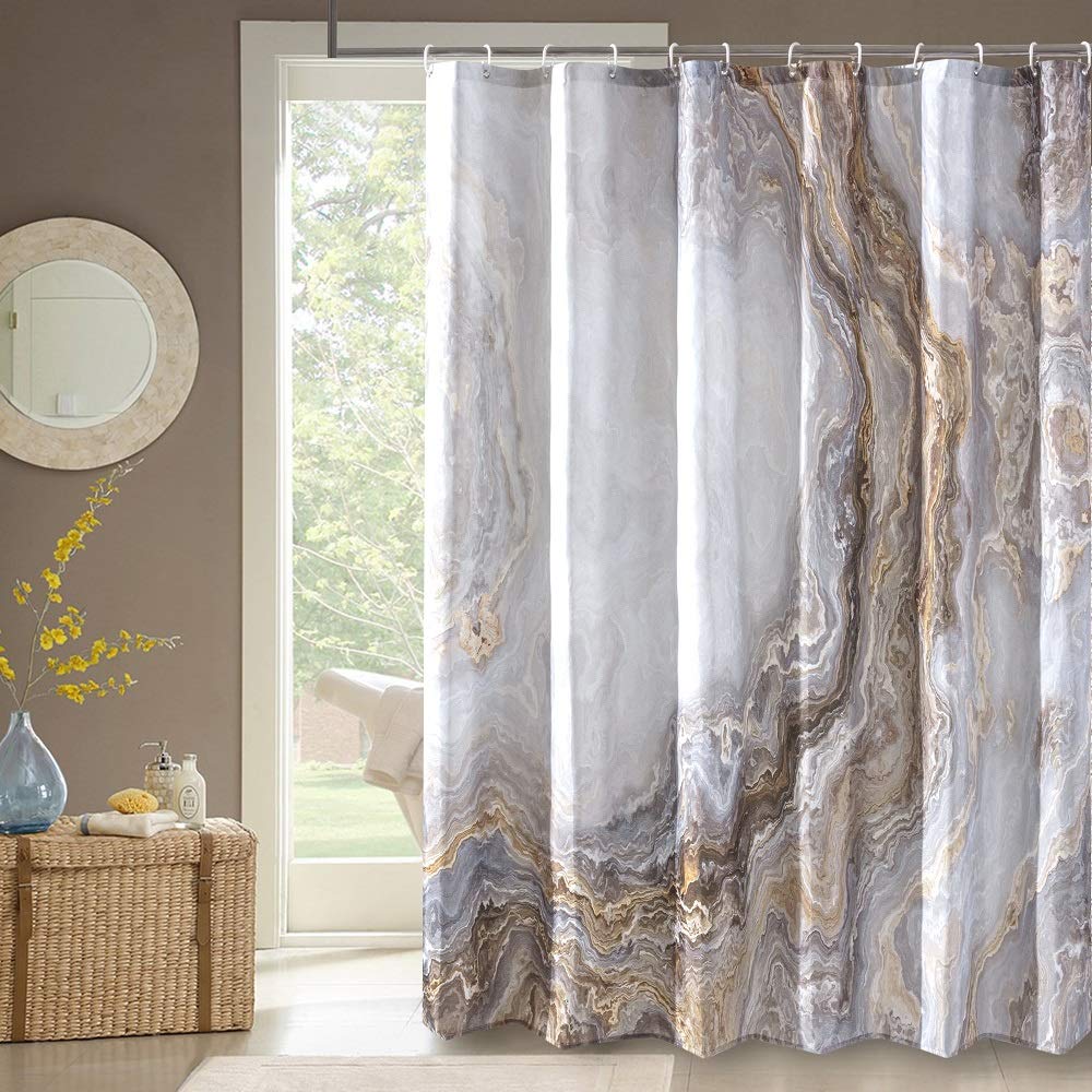 COSEVIER Shower Curtain Marble Texture for Bathroom, Polyester Fabric Waterproof Bathroom Decor,72x72 Inches,Stardard Size