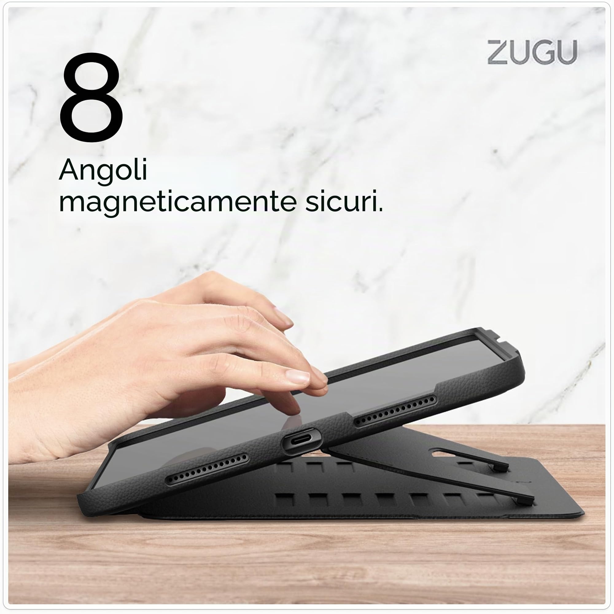ZUGU Case Cover per iPad Air 11 M2/M3/M4 & Air 10.9 Gen 5/4 [Sabbia] | Custodia Protettiva Sottile - Supporto Magnetico Regolabile 8 Angoli - Porta Pencil con Ricarica Wireless - Auto Sleep/Wake