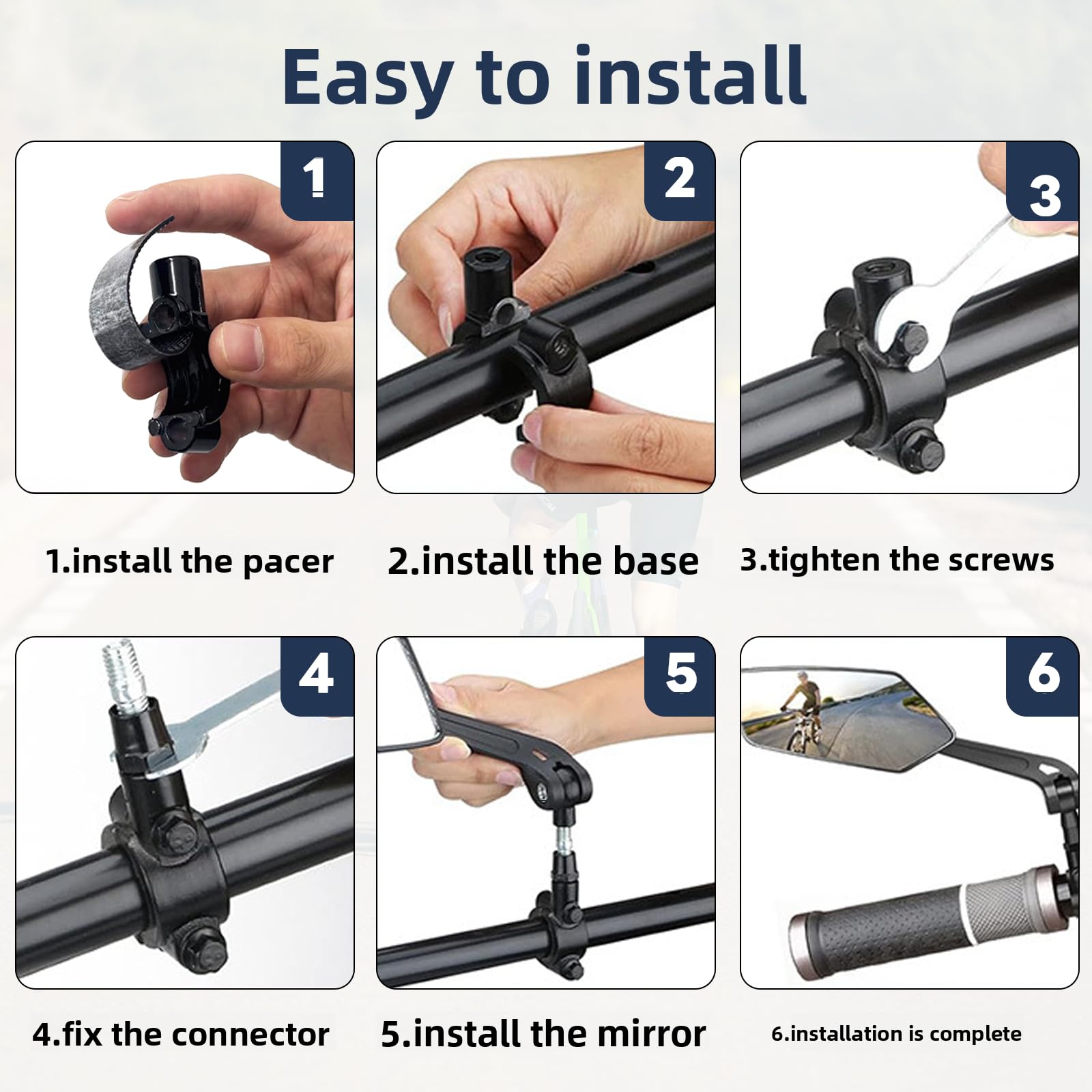 Bike Mirror 1 Pair Adjustable and Rotatable Handlebar Mirror HD Blast-Resistant Bicycle Mirror