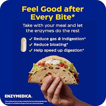 Enzymedica Digest Complete - Digestive Enzyme Supplement for Women & Men, Enzyme Capsules for Digestion, Gut Health Support, Helps Gas & Bloating, Energy Support, Vegan - 180 Caps