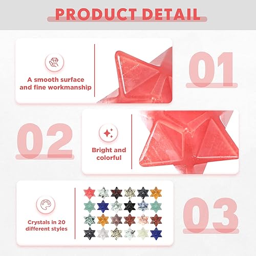 Miniatura 3 de Nuenen 25 piezas de piedras de cristal Merkaba Star Worry Stone a granel de 0.7 pulgadas y piedra curativa tallada Merkaba Star Piedras de chakra