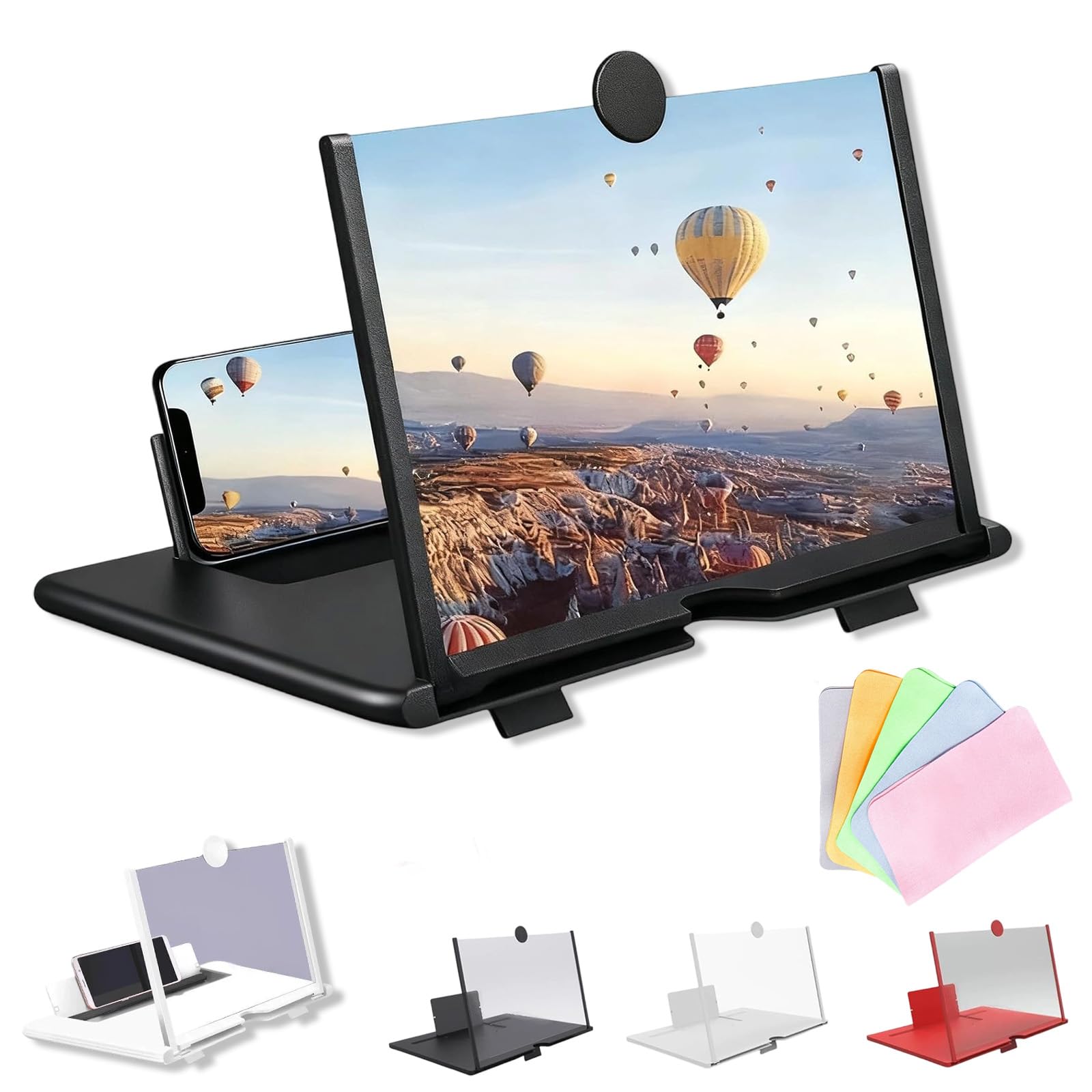 Lente D'Ingrandimento Per Smartphone 3D Curva 12 Pollici – Visione HD Fino A 4x, Supporto E Pieghevole, Per IOS E Android