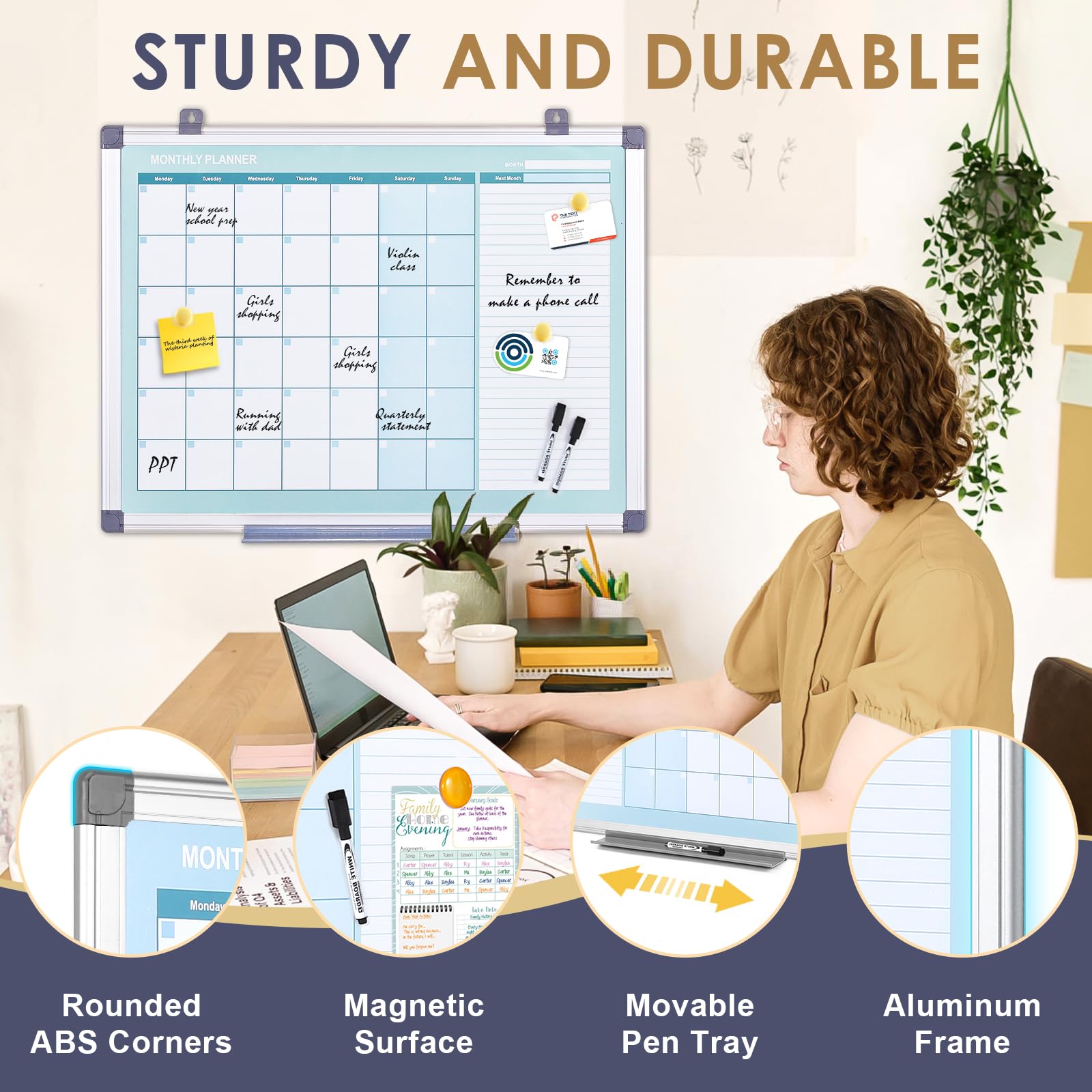 MAKELLO Magnetic Whiteboard Calendar Monthly Planner for Wall Office, Classroom, Kitchen and Bedroom, 60x45cm - Image 4
