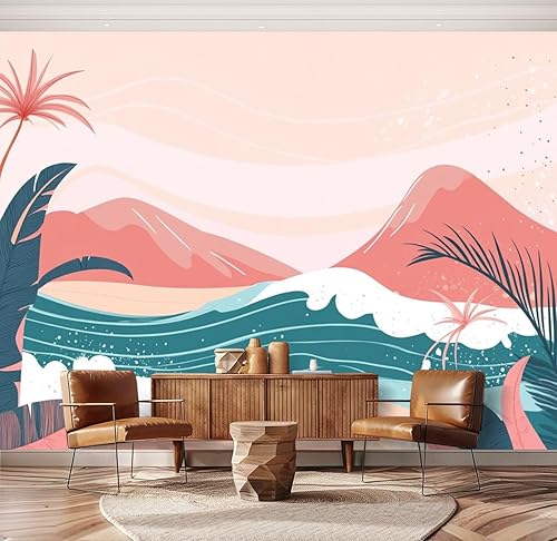 Miniatura 12 de Hawaii - Mural de pared retro exótico exótico tropical con olas de playa, paisaje, vintage, despegar y pegar, autoadhesivo, extraíble, adhesivo de