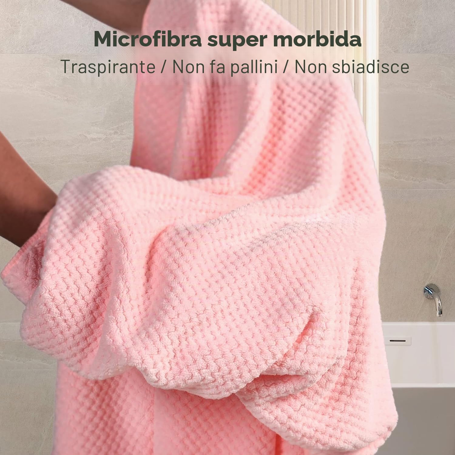 Confezione da 2 Turbante Asciugacapelli, 100 x 60 cm, Asciugamano Microfibra Capelli, rosa e grigio, ad asciugatura rapida, super assorbenti, per capelli lunghi, spessi e ricci